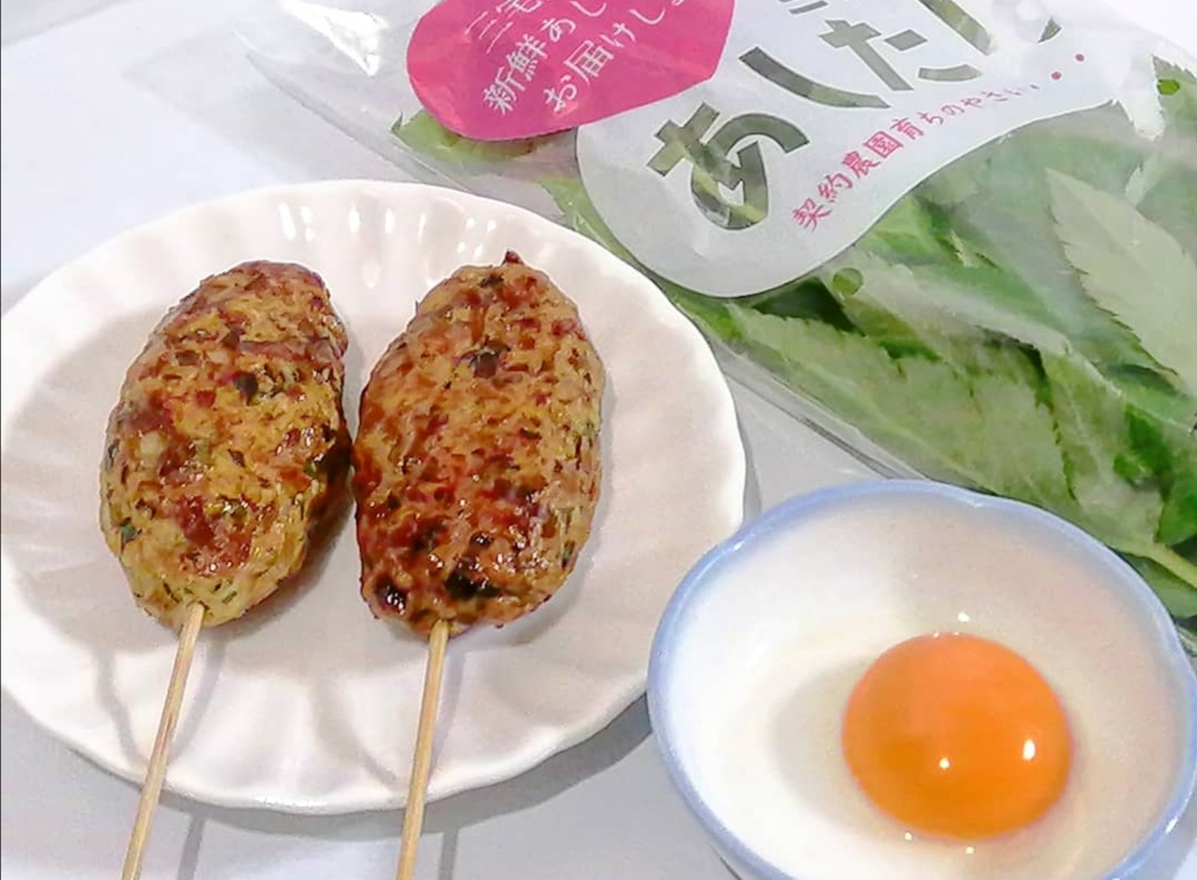 明日葉たっぷり月見つくね